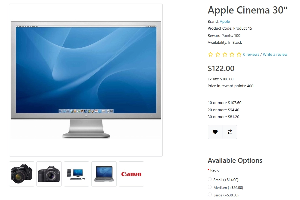 Apple Cinema 30 product page